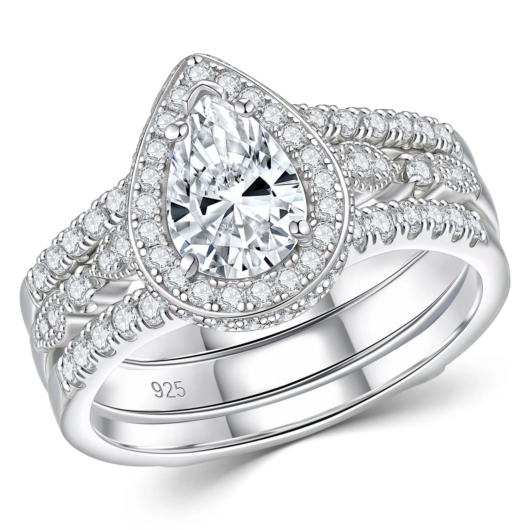 2Pcs GRA Certified Moissanite Radian Cut Wedding Rings Set