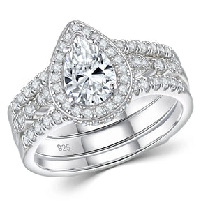 2Pcs GRA Certified Moissanite Radian Cut Wedding Rings Set